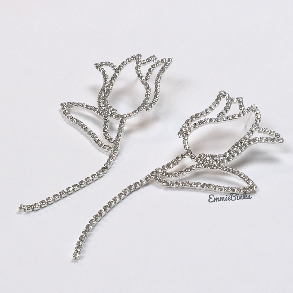 New For Love and Lemons Rhinestone Tulip Statement Earrings